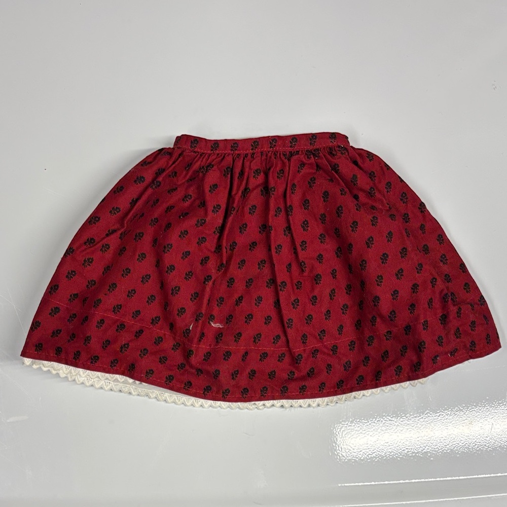 American Girl Doll original Red Skirt with Black Floral Pattern